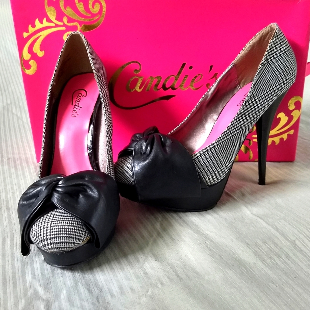 Candies Black and White Natalia Heels Women's 9